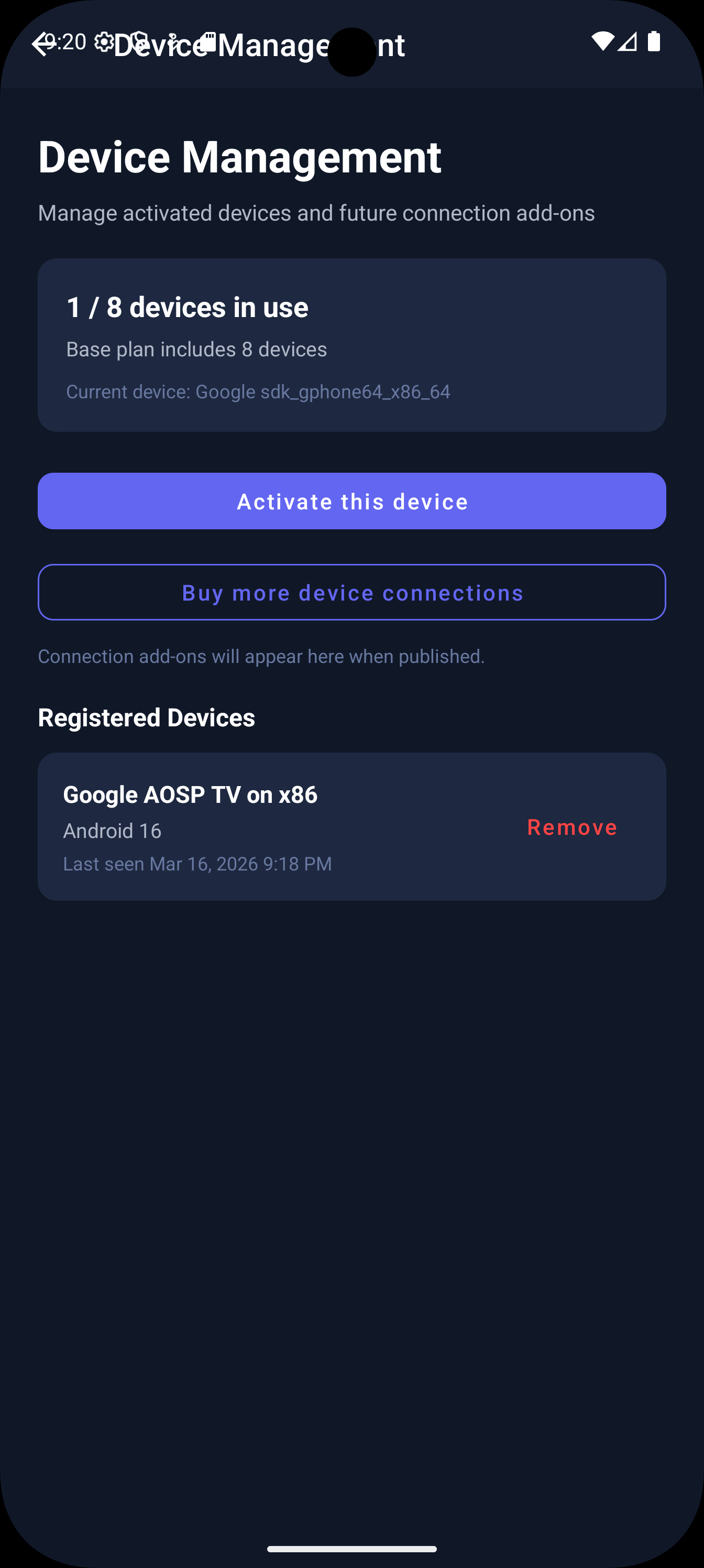 PureFusionIPTV phone companion: Device management