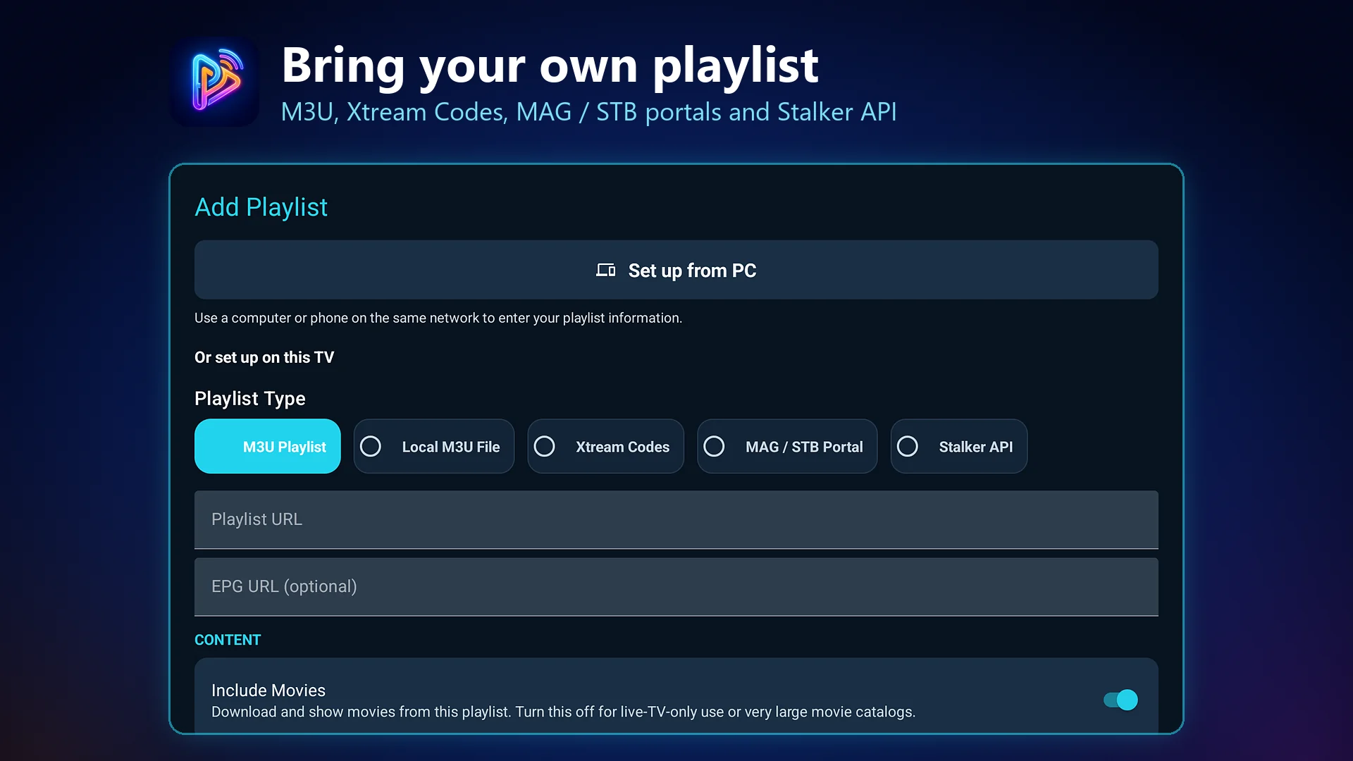Android TV: Bring your own playlist